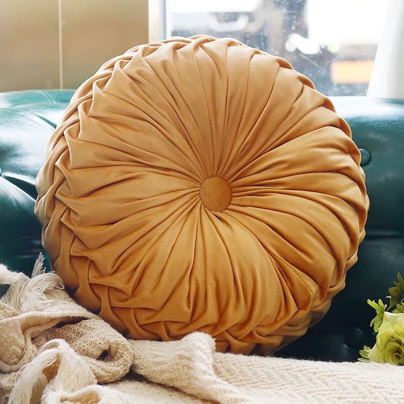 (Hàng sẵn ) Gối tựa lưng sofa đệm tròn ngồi bệt ,hình bí ngô , bánh xe siêu mềm , siêu êm ,siêu sang