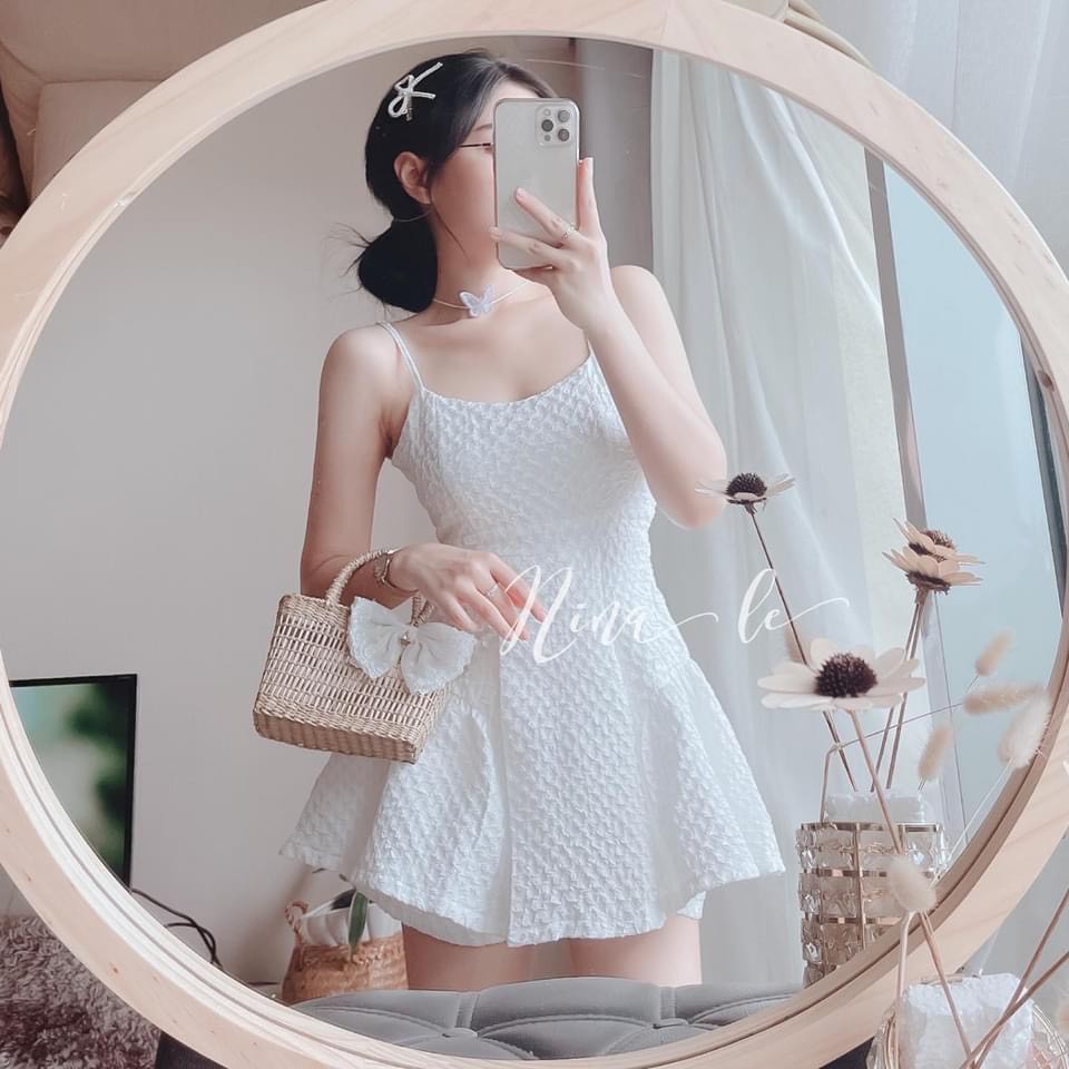 SET BABYDOLL 2 DÂY KÈM SHORTS TRẮNG