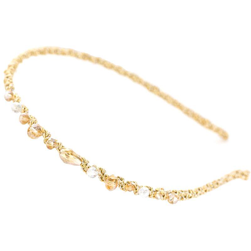 Băng đô tóc đính pha lê kim cương giả màu tương phản ánh kim lấp lánh kiểu Hàn Quốc sang trọng độc đáo cho nữ