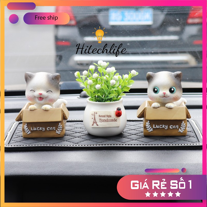 Phụ Kiện Hitechlife Trang Trí Taplo Oto Mèo Lucky Cat Dễ Thương - Phụ Kiện Trang Trí Xe Hơi, Bàn Làm Việc Giá Rẻ