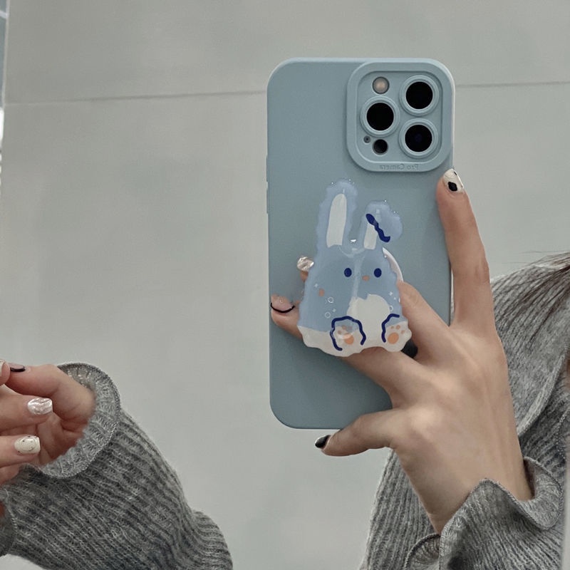 Giá Đỡ Điện Thoại Bằng Nhựa Acrylic Hình Thỏ Màu Xanh Dương Phong Cách Mới