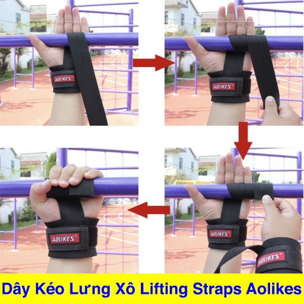 Dây kéo Lift Straps kết hợp quấn cổ tay hỗ trợ tập Deadlift, treo xà, kéo lưng