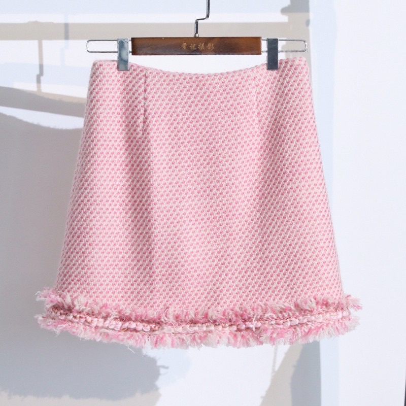 Set áo khoác dạ Hồng kèm chân váy cùng màu