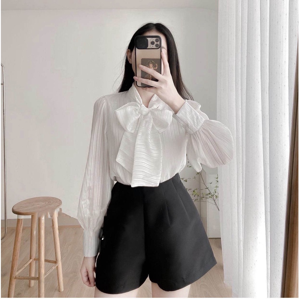 Quần Short Nữ Ống Rộng Chất Tafta Quần Đùi Nữ Cạp Cao Thời Trang Hàn Quốc Mã 811