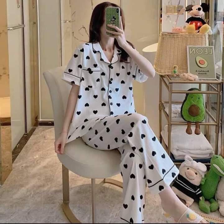 Bộ mặc  nhà bộ Pyjama nữ cộc tay quần dài có 6 mẫu KMH03 | BigBuy360 - bigbuy360.vn