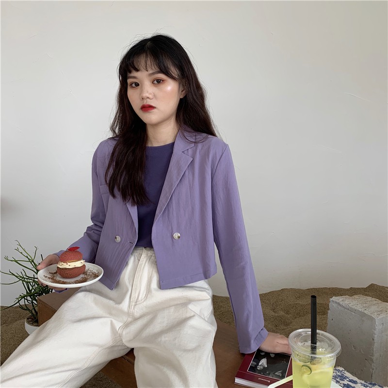 Áo Blazer dáng rộng màu trơn hợp thời trang