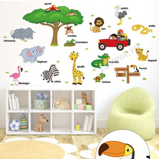 Decal dán tường trang trí phòng khách, phòng ngủ, phòng ăn,phòng học cho bé - Thú tiếng anh