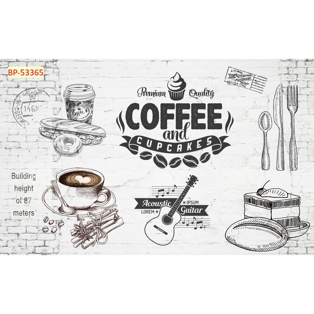 Tranh dán tường quán ăn Quán Cafe, Trà Sữa, Trang Trí Cửa Hàng CHỐNG THẤM NƯỚC, DÙNG ĐƯỢC ĐẾN 10 NĂM, LAU ƯỚT THOẢI MÁI