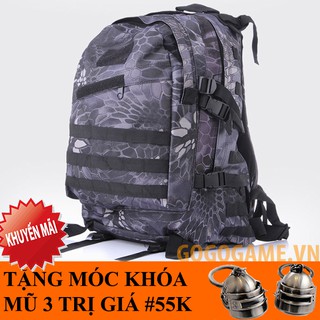 Balo 3 Pubg - Tặng móc khóa PUBG (Chống Nước Mầu Đen Xám)