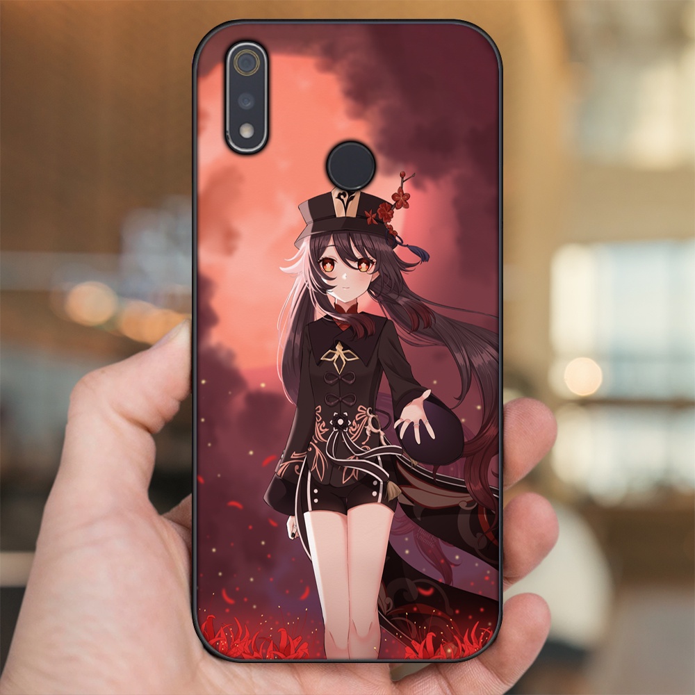Ốp lưng Realme 3, 3 Pro viền đen in hình Hutao Genshin Impact