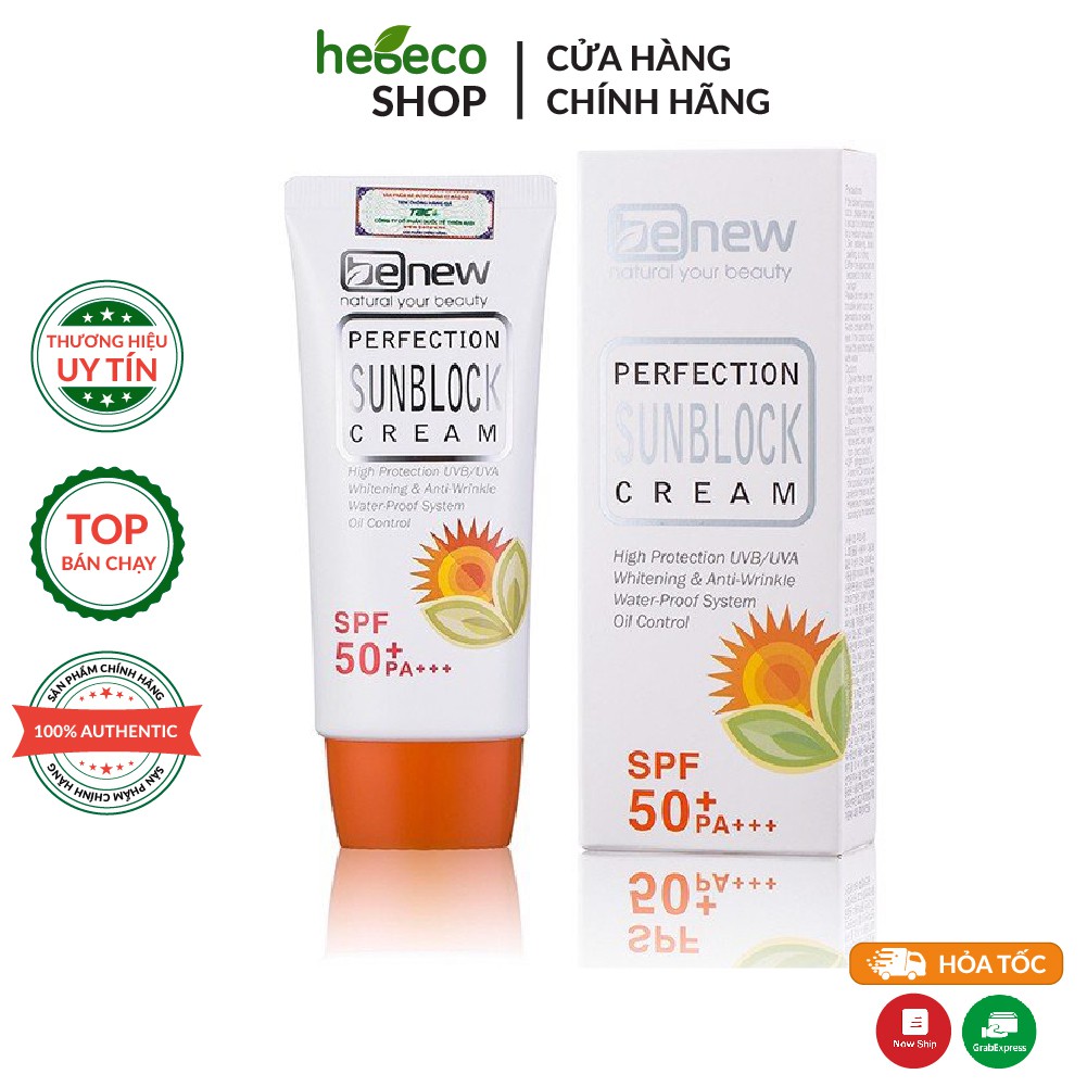 Kem Chống Nắng Kiềm Dầu Lên Tông Không Nhờn  BENEW PERFECTION SUN BLOCK CREAM SPF 50 PA +++ 50ml - Hàn Quốc  Chính Hãng