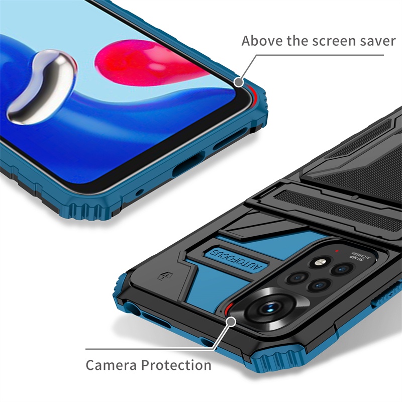 Hộp đựng điện thoại áo giáp nặng chống va đập sang trọng có khe cắm thẻ đứng Redmi Note 12 Pro Note 11 Pro Note 11S Note 10 Pro Note 10S Redmi 10C A2 A1