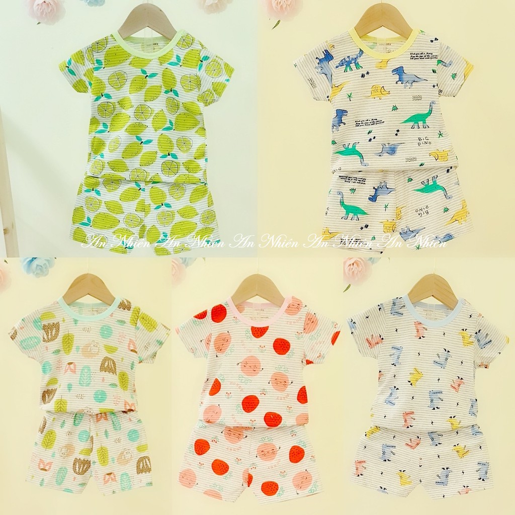 Combo 5 bộ quần áo trẻ em chất liệu cotton cao cấp Noubaby sợi tre cho bé từ 3-12kg