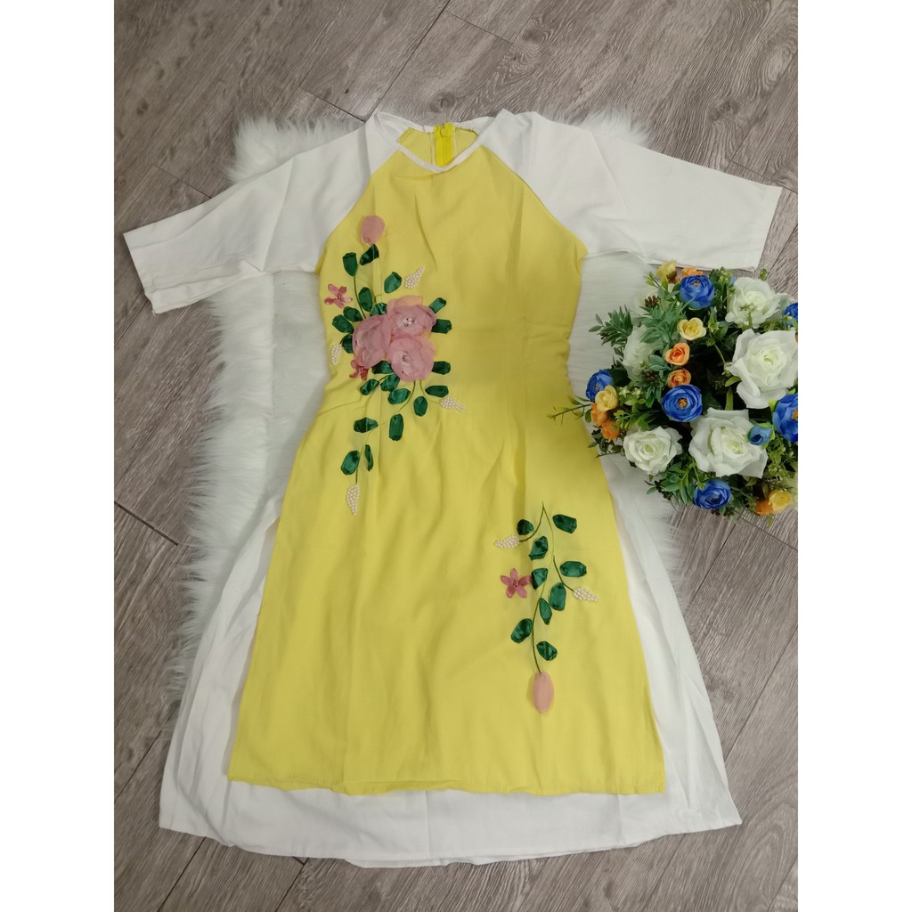 Set ao dai cách tân gồm áo +váy  diện ngày tết ạ