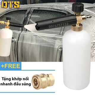 Bình tạo bọt tuyết cao cấp lõi phun bọt bằng đồng 100%, gắn súng phun xịt rửa của máy rửa xe áp lực cao, máy xịt rửa