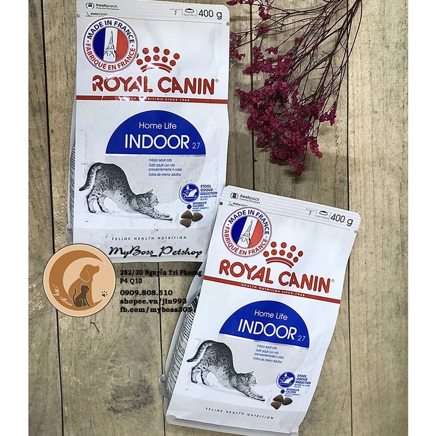 (chính hãn) ROYAL CANIN indoor (400g -0.5kg -1kg -2kg) -thức ăn cho mèo trưởng thành