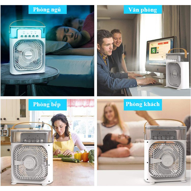 Quạt phun sương để bàn cỡ lớn có hẹn giờ, đèn led 7 màu - Điều hòa hơi nước để bàn 3 chế độ phun sương làm mát | BigBuy360 - bigbuy360.vn