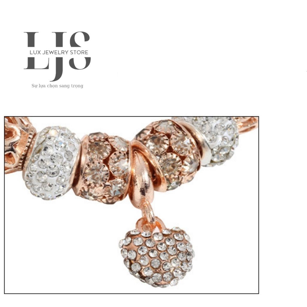 Lắc tay không gỉ Lux Jewelry, vòng tay pan mềm mạ vàng hồng - LUX779