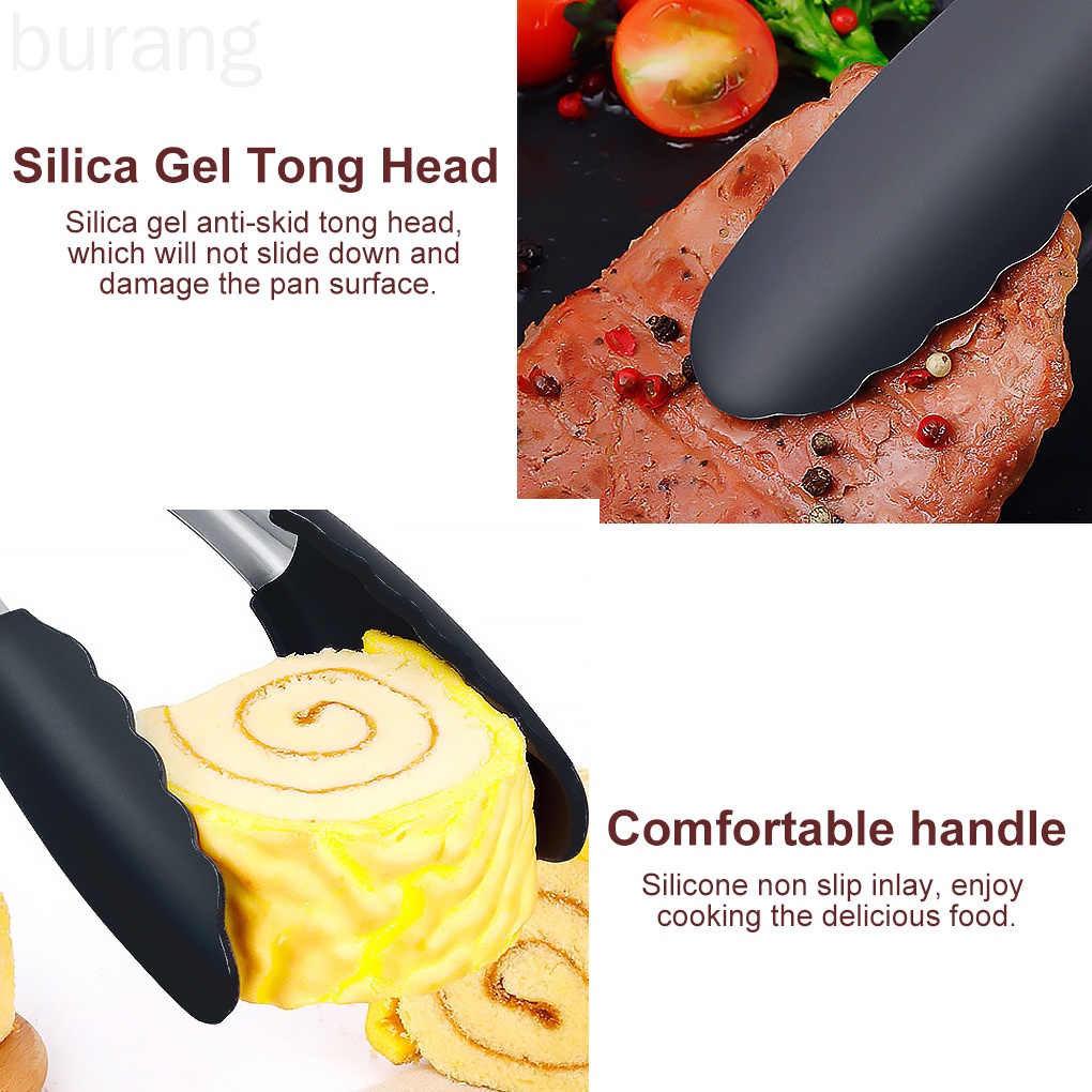 Kẹp gắp thức ăn bằng thép không gỉ và silicon chống trượt tiện dụng cho nhà bếp