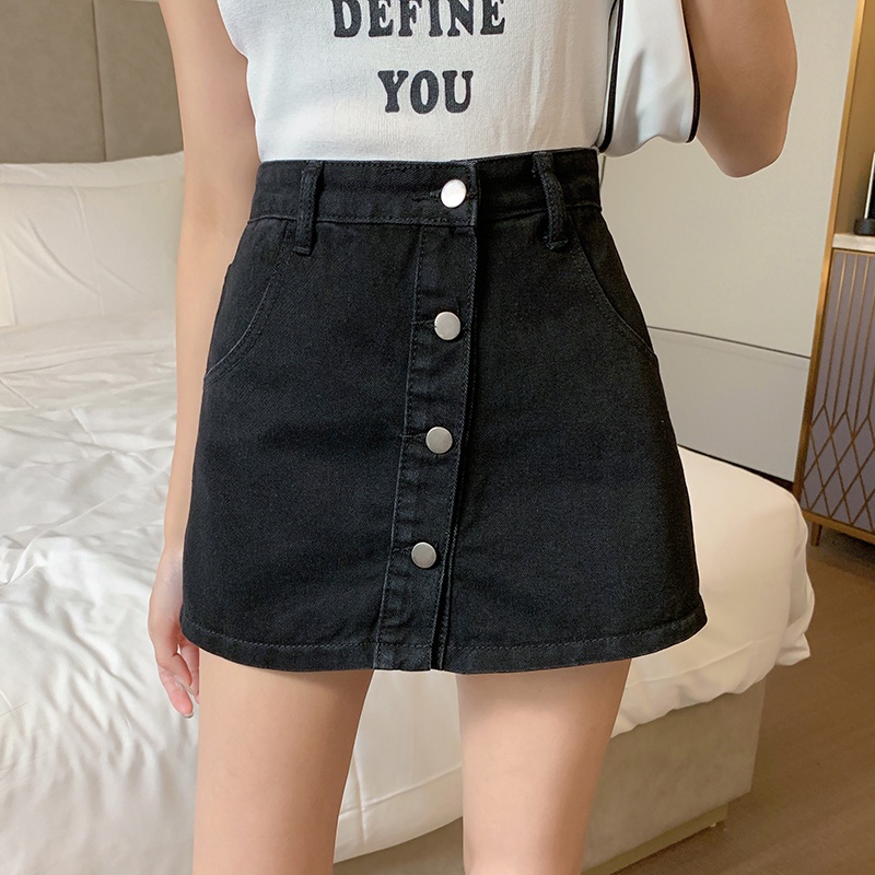 Quần short denim ống rộng lưng cao thời trang mùa hè Hàn Quốc cho nữ