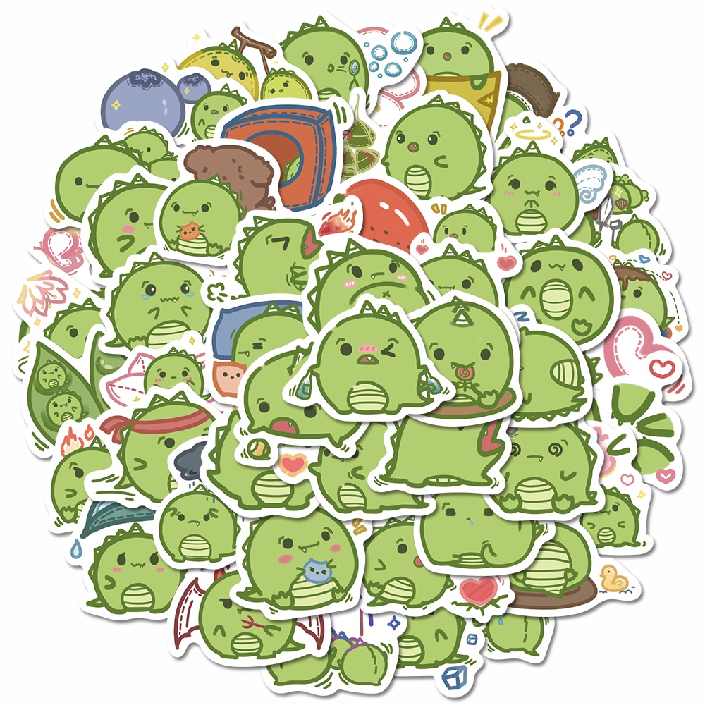 Bộ 50 Miếng Dán Trang Trí laptop Hình Khủng Long Dễ Thương Chống Thấm Nước