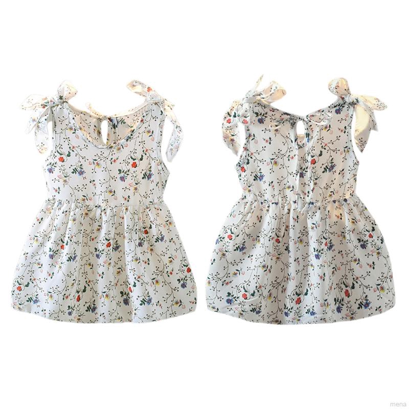 Đầm hai dây in hoa cho bé gái