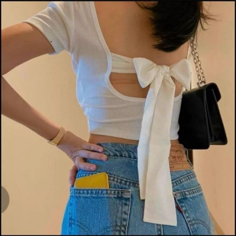 Áo croptop nơ xinh