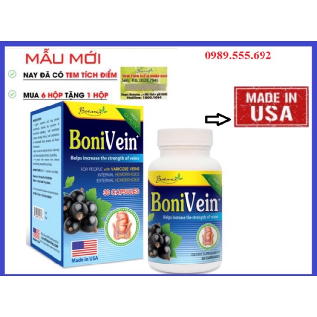 ✅[CHÍNH HÃNG] BoniVein- Hỗ Trợ Điều Trị Trĩ Và Suy Giãn Tĩnh Mạch( Mua 6 Tặng Bằng Tem Tích Điểm)
