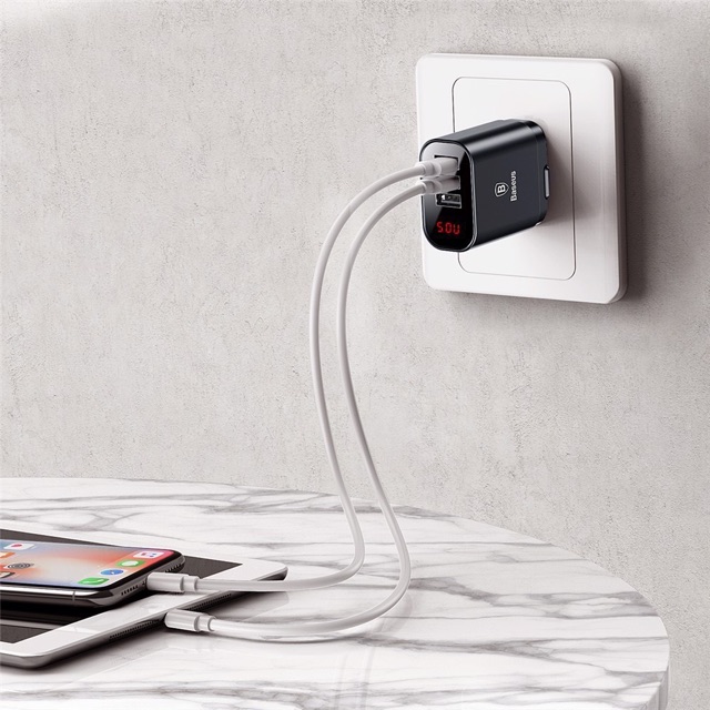 ✅Nowship✅cốc sạc củ sạc nhanh baseus 3 cổng USB 3.4A có LED báo sạc.dùng cho tất cả máy điện thoại ipad iphone