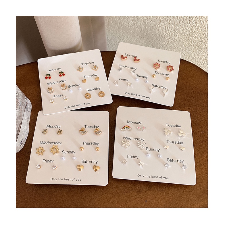 Bộ 7 Khuyên Tai Bạc S925 mini Hình Cá Voi Phong Cách Hàn Quốc Sang Trọng Cho Nữ Sinh