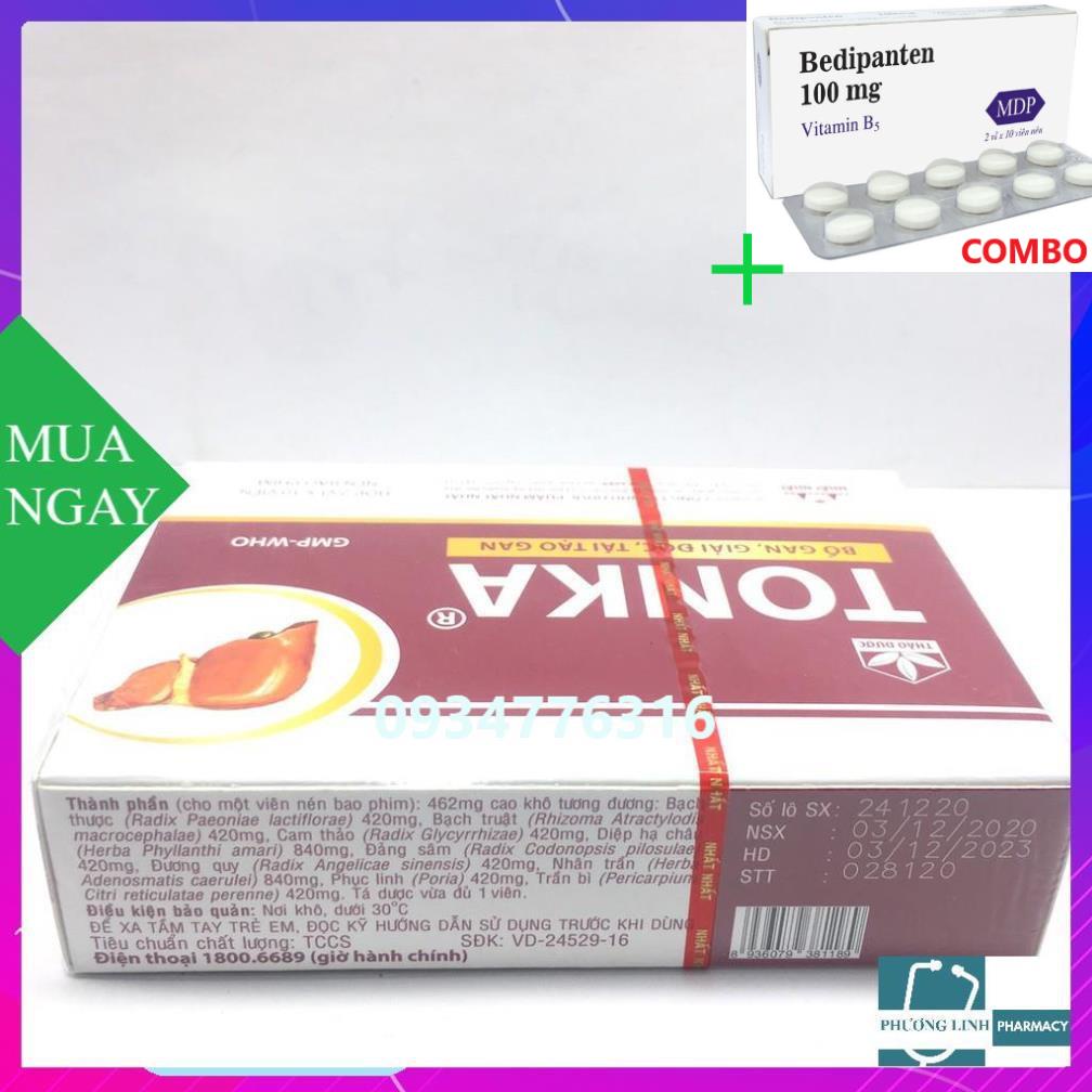 Combo Bedipanten 100mg +  TONKA BỔ GAN TÁI TẠO GAN hộp 2 vỉ x 10 viên