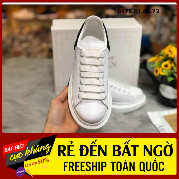 Giày thể thao Giày thần thánh màu trắng gót nhung đen cho nam nữ