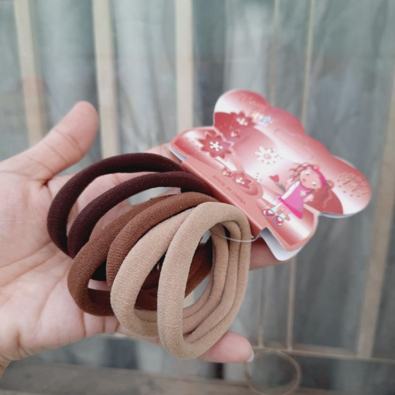 Tép 6 dây cột tóc tone màu nâu