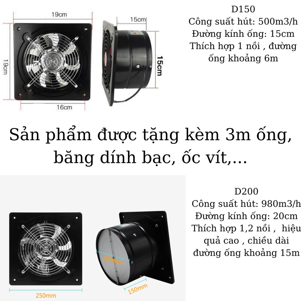 Máy hút mùi bếp nhỏ gọn! Tặng kèm 3m ống và phụ kiện! H2SK TECH