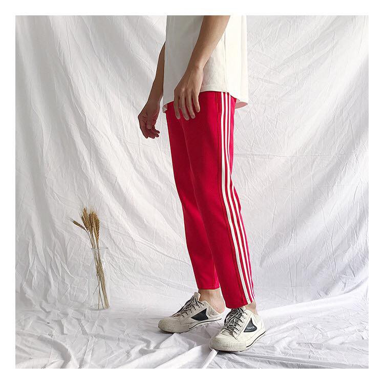 UNISEX - QUẦN 3 SỌC - LINE PANTS - QUẦN ĐỎ 3 SỌC TRẮNG