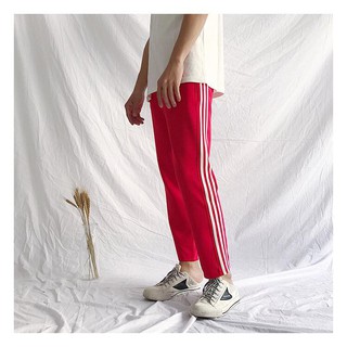 UNISEX - QUẦN 3 SỌC - LINE PANTS - QUẦN ĐỎ 3 SỌC TRẮNG