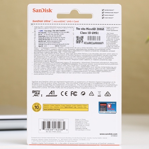 Thẻ nhớ MicroSD 200 GB SanDisk Class 10