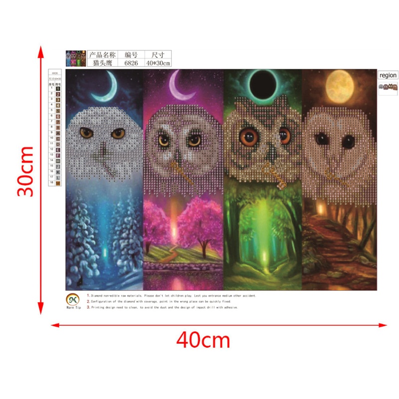 Bộ Tranh Đính Đá 5D Tự Làm Hình Chim Cú Trang Trí Nhà Cửa