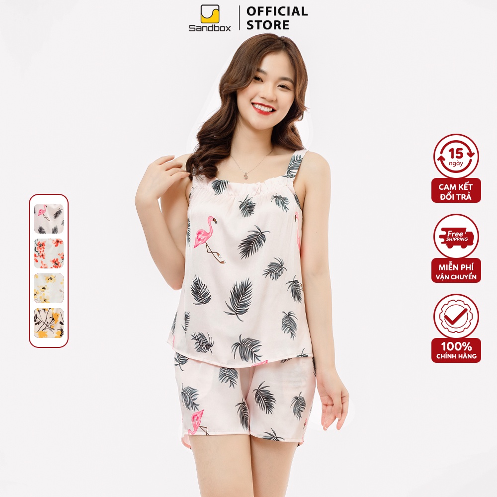 Đồ Ngủ Bộ Hai Dây Mặc Nhà SANDBOX Chất Liệu Lụa Cao Cấp, Thiết Kế Trẻ Trung,Mặc Thoải Mái (BHL22002)