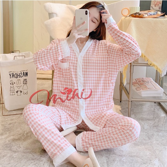 Đồ bộ bầu PIJAMA CỔ TIM bộ ngủ sau sinh cho con bú - Quần áo bà bầu cho mẹ thời trang đẹp mặc nhà mùa hè giá rẻ bigsize