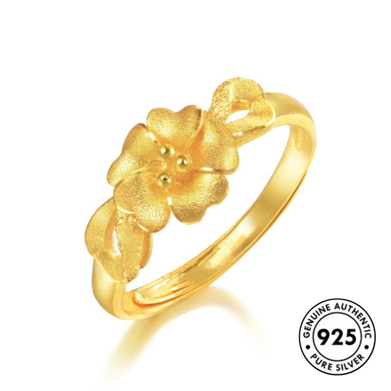 Nhẫn Hở Mạ Vàng / Bạc 925 Hình Hoa Nhã Nhặn