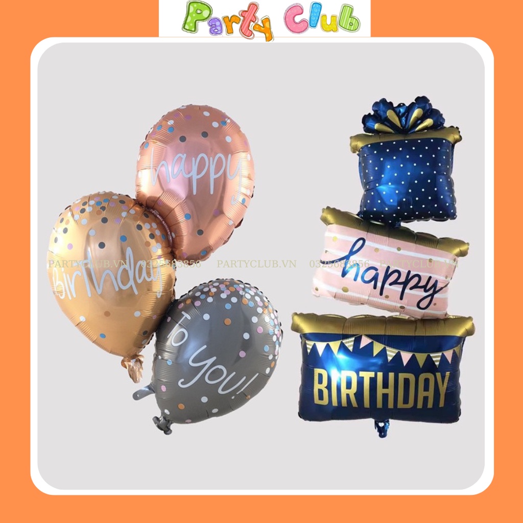 Bóng hộp quà Happy Birthday mẫu mới trang trí sinh nhật