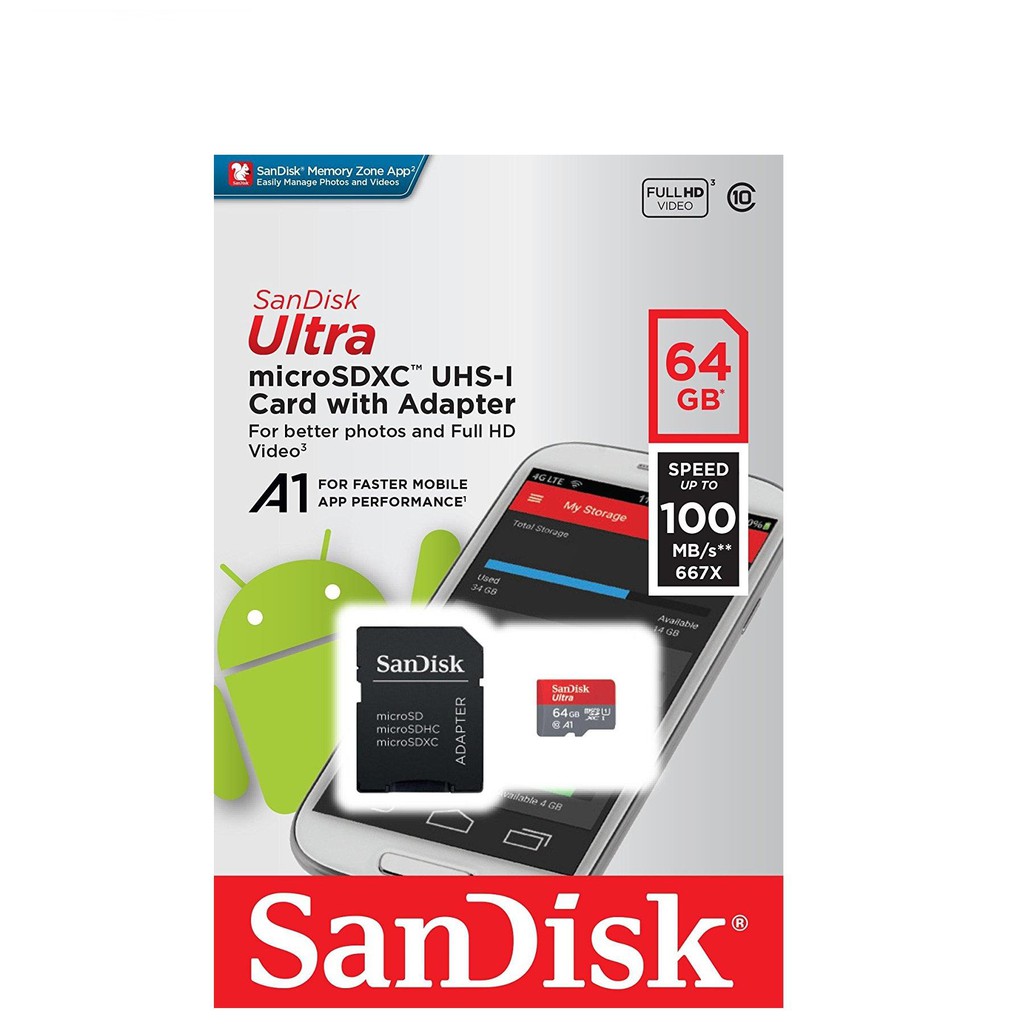 Thẻ nhớ MicroSDHC sandisk 64GB 32GB  Ultra Class 10 98mb