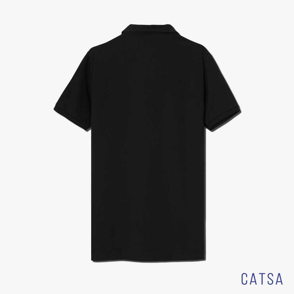 Áo thun polo nam đen in CONNECT vải thun Cotton thoáng mát, kháng khuẩn CATSA ATP257