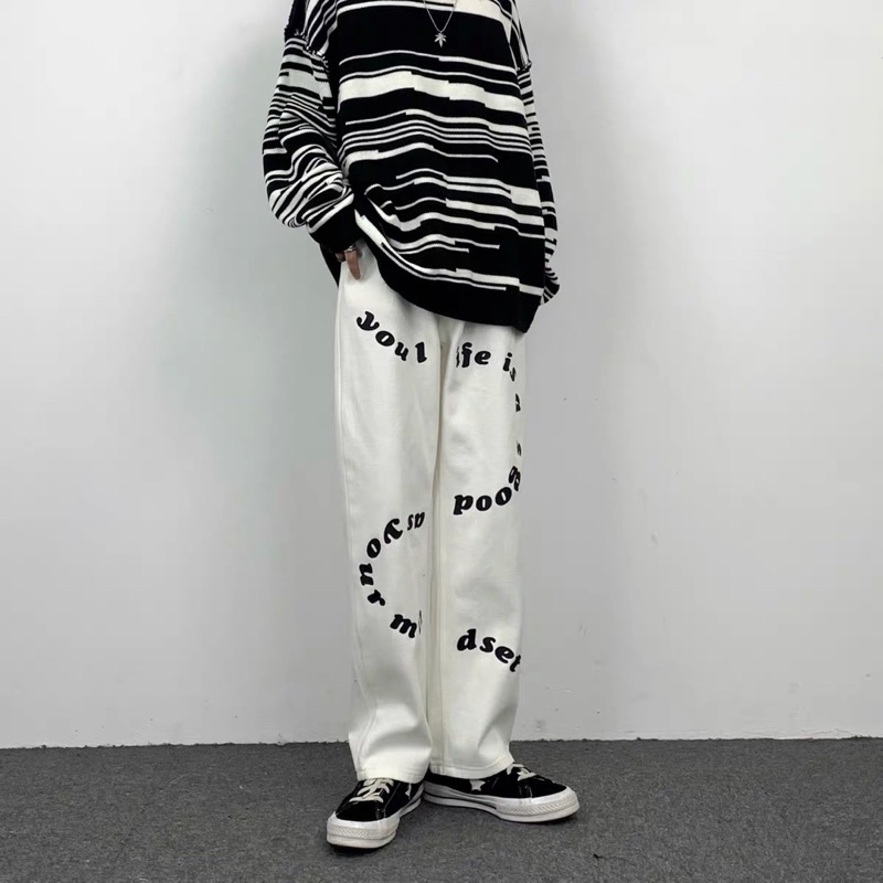 QUẦN ỐNG XUÔNG TRẮNG CHỮ UNISEX