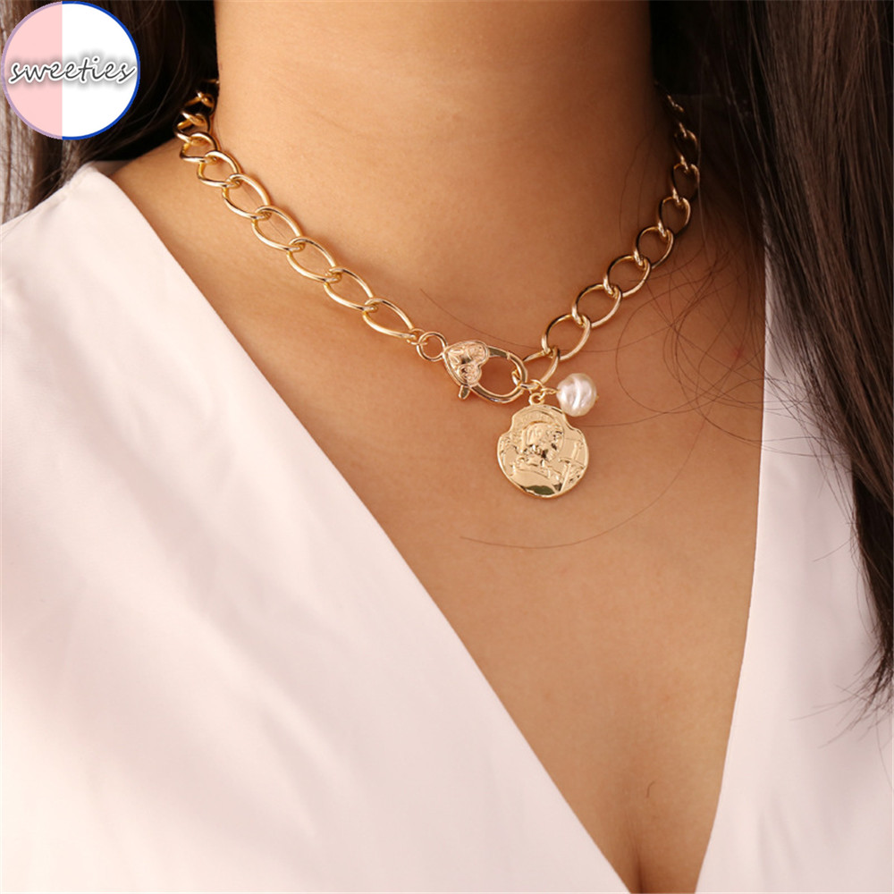 Dây Chuyền Hợp Kim Đính Ngọc Trai Giả Xinh Xắn COD