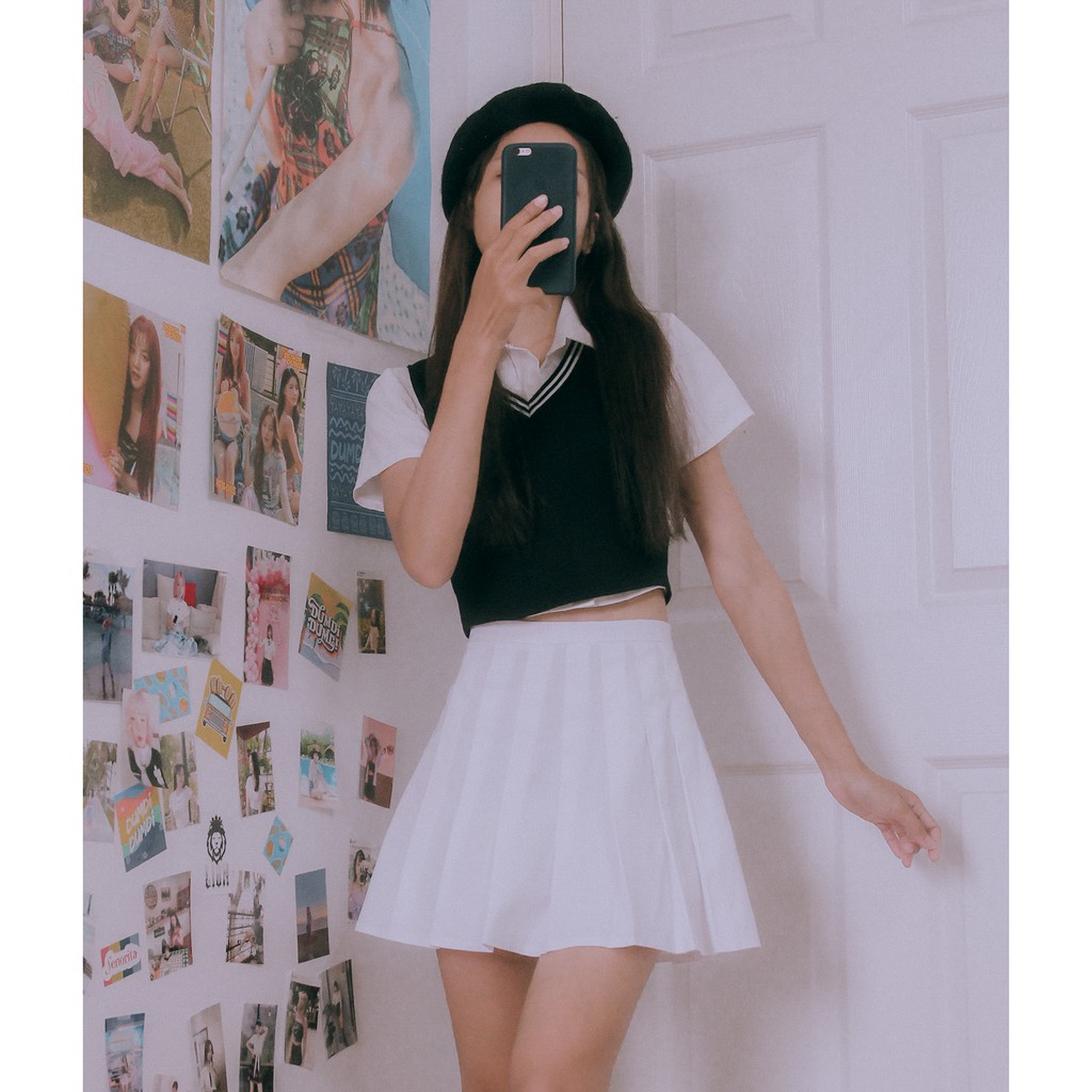 DALLA Chân váy xếp ly tennis sọc caro phối khuy DALLA SAIGON | BigBuy360 - bigbuy360.vn