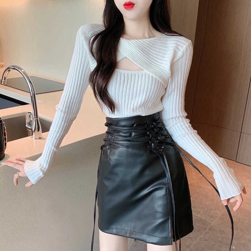 Chân Váy Da Pu Quảng Châu Cạp Cao BigSize 80kg