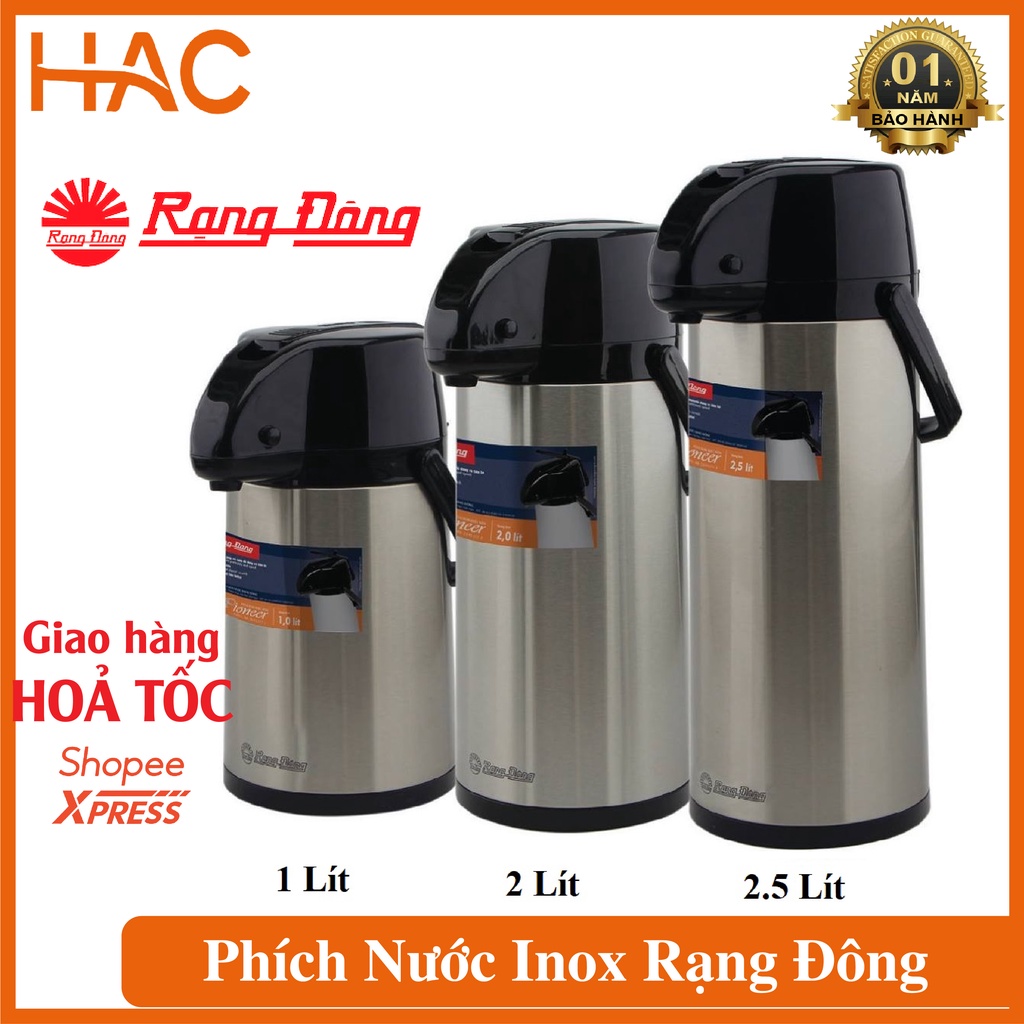 Phích Inox Giữ Nhiệt Rạng Đông Dung Tích 1l/ 2l/ 2.5l Bình pha trà Cafe Cho Gia Đình Văn Phòng Giữ Nhiệt 6 Tiếng AN TOÀN