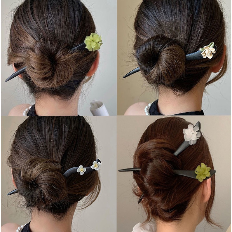 Trâm Cài Gỗ Đính Hoa Cổ Điển Sang Trọng Tatitava
